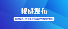 安徽省2022年普通高校招生录取控制分数线